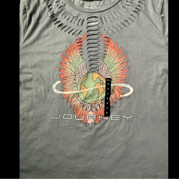 Journey Relaxed Fit Cotton Yoke Slash Tee - NWT - Picture 2 of 5
